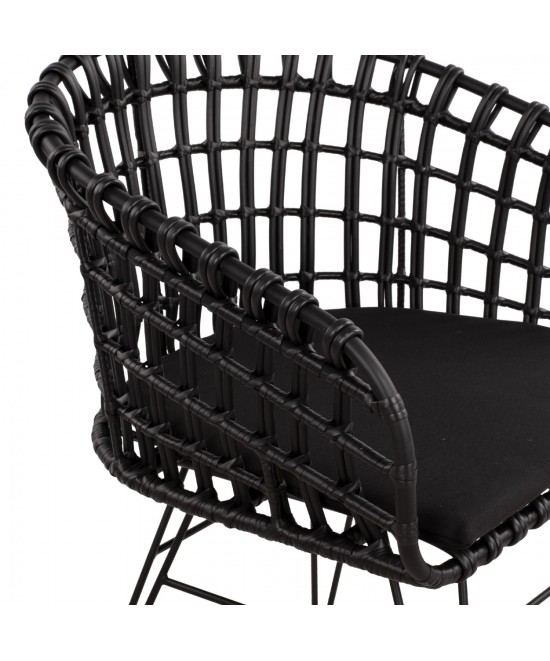 ΠΟΛΥΘΡΟΝΑ ΤΥΠΟΥ ΦΩΛΙΑ ΜΕΤΑΛΛΙΚΗ ALLEGRA HM5456.02 ΜΕ WICKER ΜΑΥΡΟ 59Χ56,5Χ83Υ εκ.