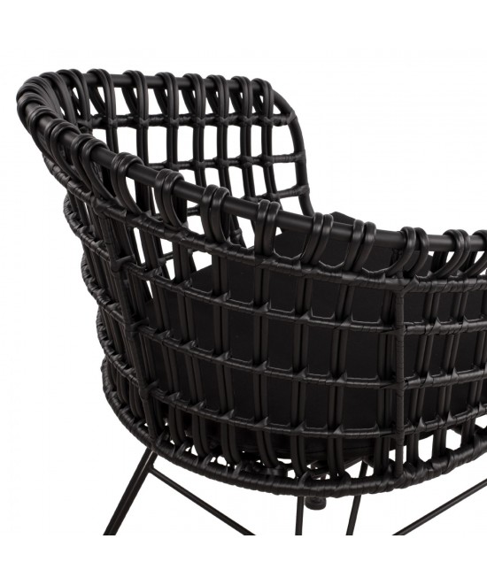 ΠΟΛΥΘΡΟΝΑ ΤΥΠΟΥ ΦΩΛΙΑ ΜΕΤΑΛΛΙΚΗ ALLEGRA HM5456.02 ΜΕ WICKER ΜΑΥΡΟ 59Χ56,5Χ83Υ εκ.