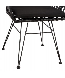 ΠΟΛΥΘΡΟΝΑ ΤΥΠΟΥ ΦΩΛΙΑ ΜΕΤΑΛΛΙΚΗ ALLEGRA HM5456.02 ΜΕ WICKER ΜΑΥΡΟ 59Χ56,5Χ83Υ εκ.