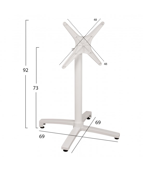ΒΑΣΗ ΑΛΟΥΜΙΝΙΟΥ HM459.02 ΛΕΥΚΟ ΜΑΤ 69Χ69Χ73Υεκ. ΜΕ ΕΠΙΦΑΝΕΙΑ 48Χ48εκ.