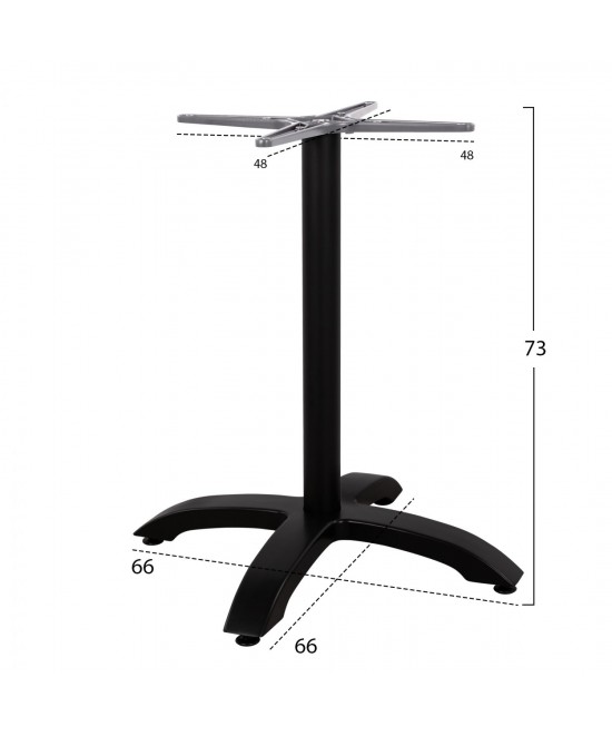 ΒΑΣΗ ΑΛΟΥΜΙΝΙΟΥ HM460.01 ΜΑΥΡΟ ΜΑΤ 66Χ66Χ72Υεκ. ΜΕ ΣΤΑΥΡΟ 48Χ48εκ.