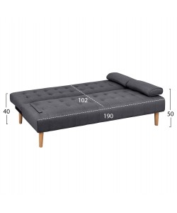 ΚΑΝΑΠΕΣ ΚΡΕΒΑΤΙ WANDA HM3149.01 ΜΕ ΓΚΡΙ ΥΦΑΣΜΑ ΚΑΙ 2 ΠΛΑΙΝΑ ΜΑΞΙΛΑΡΙΑ 190X84X83Y εκ.