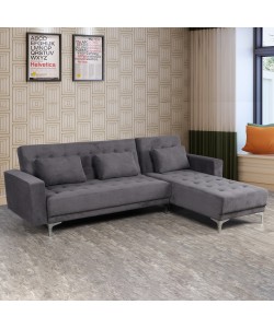 ΚΑΝΑΠΕΣ ΚΡΕΒΑΤΙ ΓΩΝΙΑ ΑΝΑΣΤΡΕΨΙΜΗ ELIZA HM3145.02 ΣΕ ΣΚΟΥΡΟ ΓΚΡΙ ΧΡΩΜΑ 244Χ162Χ84Υ εκ.