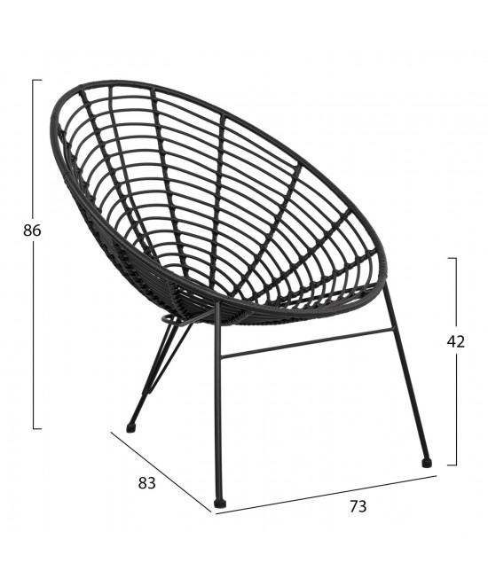ΠΟΛΥΘΡΟΝΑ ΤΥΠΟΥ ΦΩΛΙΑ ΜΕΤΑΛΛΙΚΗ ALLEGRA HM5458.02 ΜΕ ΜΑΥΡΟ WICKER 73x83x86Υ εκ.