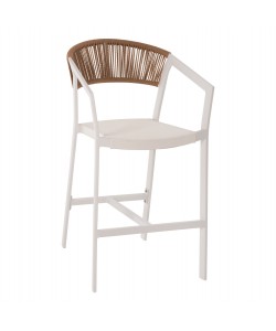 ΣΚΑΜΠΟ ΑΛΟΥΜΙΝΙΟΥ MIRI ΛΕΥΚΟ HM5892.32 ΜΕΣ. ΥΨΟΥΣ-ΜE RATTAN & TΕΧΤLINE 57x57x99,5Yεκ.