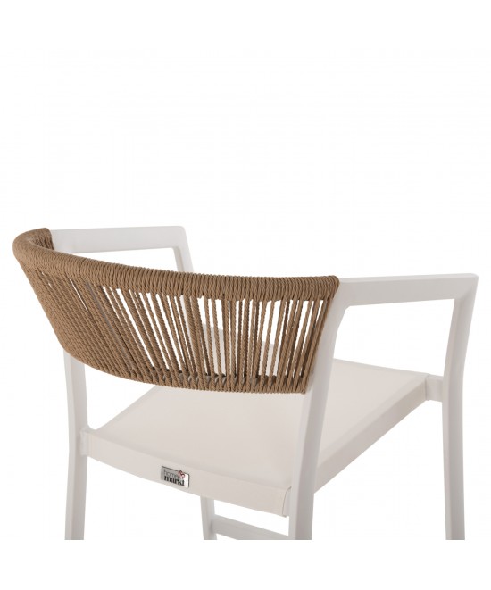 ΣΚΑΜΠΟ ΑΛΟΥΜΙΝΙΟΥ ΛΕΥΚΟ HM5892.32 ΜΕΣ. ΥΨΟΥΣ-ΜE RATTAN & TΕΧΤLINE 57x57x99,5Yεκ.