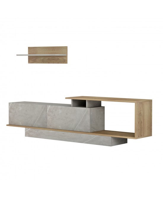 ΣΥΝΘΕΤΟ ΤΗΛΕΟΡΑΣΗΣ GARCELLE HM8904.14 ΜΕΛΑΜΙΝΗ ΦΥΣΙΚΟ-STONE TEXTURE 180x29,6x45Υεκ