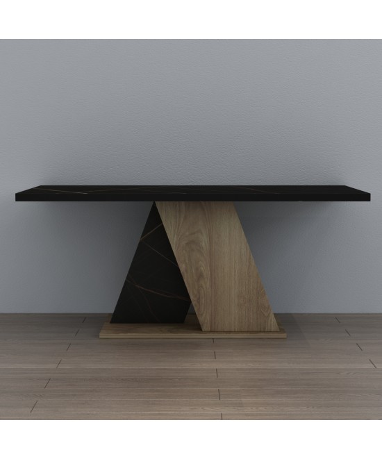 ΤΡΑΠΕΖΙ ΣΑΛΟΝΙΟΥ DILE HM9528.03 ΜΕΛΑΜΙΝΗ ΣΕ ΦΥΣΙΚΟ-ΜΑΥΡΟ ΜΑΡΜΑΡΟ 110x55x47Υεκ.