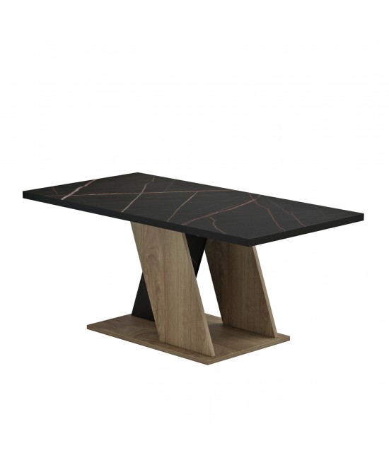 ΤΡΑΠΕΖΙ ΣΑΛΟΝΙΟΥ DILE HM9528.03 ΜΕΛΑΜΙΝΗ ΣΕ ΦΥΣΙΚΟ-ΜΑΥΡΟ ΜΑΡΜΑΡΟ 110x55x47Υεκ.