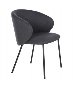 ΚΑΡΕΚΛΑ ISIAH HM9615.01 ΓΚΡΙ ΥΦΑΣΜΑ-ΜΑΥΡΑ ΜΕΤΑΛΛΙΚΑ ΠΟΔΙΑ 56x56x76Υ εκ.