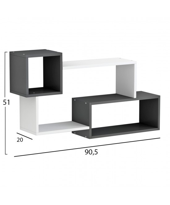 ΡΑΦΙΕΡΑ ΤΟΙΧΟΥ TANNER HM8948.12 ΜΕΛΑΜΙΝΗ ΣΕ ΓΚΡΙ-ΛΕΥΚΟ 90,5x20x51Υ εκ.