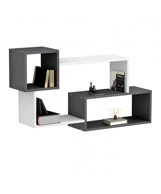 ΡΑΦΙΕΡΑ ΤΟΙΧΟΥ TANNER HM8948.12 ΜΕΛΑΜΙΝΗ ΣΕ ΓΚΡΙ-ΛΕΥΚΟ 90,5x20x51Υ εκ.