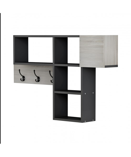 ΚΡΕΜΑΣΤΡΑ ΕΙΣΟΔΟΥ ΜΕ ΡΑΦΙΑ HARLAN HM8973.11 ΜΕΛΑΜΙΝΗ ΣΕ SONAMA-ΓΚΡΙ 99,5x15x61Υεκ.