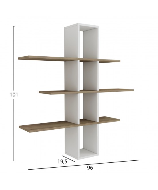 ΡΑΦΙΕΡΑ ΤΟΙΧΟΥ DOMINIC HM8976.11 ΜΕΛΑΜΙΝΗ ΣΕ ΦΥΣΙΚΟ-ΛΕΥΚΟ 96x19,5x101Υεκ.