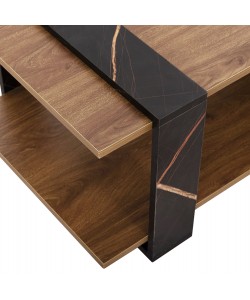 ΤΡΑΠΕΖΙ ΣΑΛΟΝΙΟΥ WILMA HM8950.12 ΜΕΛΑΜΙΝΗ ΣΕ ΦΥΣΙΚΟ-ΜΑΥΡΟ ΜΑΡΜΑΡΟ 80Χ50Χ35Υεκ.