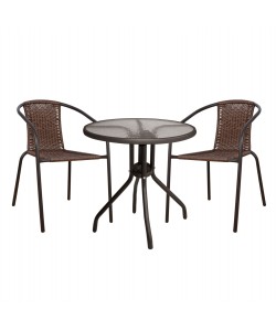 ΣΕΤ ΤΡΑΠΕΖΑΡΙΑΣ 3ΤΜΧ ΜΕ ΤΡΑΠΕΖΙ Φ70 & ΚΑΡΕΚΛΕΣ CAMEL ΚΑΦΕ HM5180.02