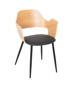 ΚΑΡΕΚΛΑ VELP HM9616.02 ΞΥΛΟ ΣΕ ΦΥΣΙΚΟ-ΓΚΡΙ ΥΦΑΣΜΑ-ΜΑΥΡΑ ΜΕΤΑΛ. ΠΟΔΙΑ 55,5x50x79Υεκ.