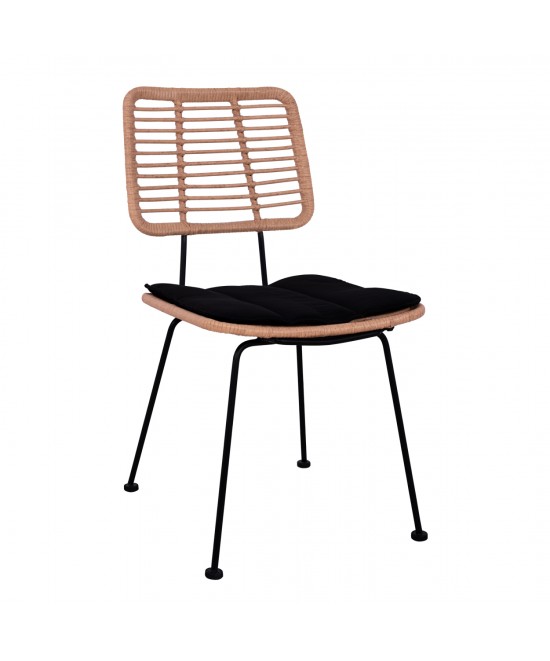 ΚΑΡΕΚΛΑ ΕΞ.ΧΩΡΟΥ ALLEGRA HM5454.11 ΜΕΤΑΛΛΟ&ΜΑΞΙΛΑΡΙ ΜΑΥΡΟ-ΜΠΕΖ WICKER 50,5x49,5x88Υεκ