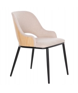 ΚΑΡΕΚΛΑ DELF HM9617.02 ΜΠΕΖ ΥΦΑΣΜΑ-ΜΑΥΡΑ ΜΕΤΑΛ. ΠΟΔΙΑ-ΞΥΛΙΝΗ ΠΛΑΤΗ ΟΑΚ 48x55x76Υ