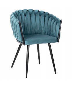 ΠΟΛΥΘΡΟΝΑΚΙ LUANDA HM8741.05 ΤΙΡΚΟΥΑΖ ΒΕΛΟΥΔΟ-ΜΑΥΡΑ ΜΕΤΑΛΛΙΚΑ ΠΟΔΙΑ 62x54x79Υεκ.