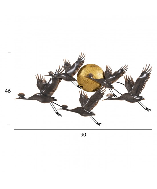 ΔΙΑΚΟΣΜΗΤΙΚΟ ΤΟΙΧΟΥ ΜΕΤΑΛΛΙΚΟ HM4208 ΠΟΥΛΙΑ ΣΕ ΓΚΡΙ-ΧΡΥΣΟ 90x46Υ εκ.