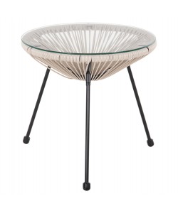 ΤΡΑΠΕΖΙ ΒΟΗΘΗΤΙΚΟ ALLEGRA HM5874.03 ΜΕΤΑΛΛΟ ΜΑΥΡΟ-ΣΥΝΘ. RATTAN ΜΠΕΖ Φ47x45Yεκ.