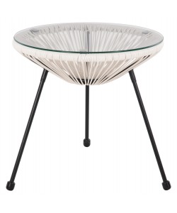 ΤΡΑΠΕΖΙ ΒΟΗΘΗΤΙΚΟ ALLEGRA HM5874.12 ΜΕΤΑΛΛΟ ΜΑΥΡΟ-ΣΥΝΘ. RATTAN ΛΕΥΚΟ Φ47x45Yεκ.