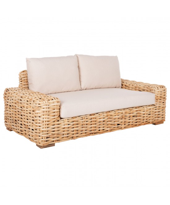 ΚΑΝΑΠΕΣ 2-ΘΕΣΙΟΣ TROPEL HM9809 ΞΥΛΟ MANGO-RATTAN ΦΥΣΙΚΟ-ΛΕΥΚΑ ΜΑΞΙΛΑΡΙΑ 192x88x70-85Υεκ.