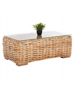 ΤΡΑΠΕΖΙ ΣΑΛΟΝΙΟΥ ΕΞ.ΧΩΡΟΥ TROPEL HM9811 ΞΥΛΟ MANGO-ΦΥΣΙΚΟ RATTAN-ΓΥΑΛΙ ΑΣΦΑΛΕΙΑΣ 110x60x40Υεκ.