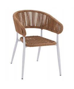 ΠΟΛΥΘΡΟΝΑ ΑΛΟΥΜΙΝΙΟΥ EULO HM5783.12 ΛΕΥΚΗ-ΣΥΝΘΕΤΙΚΟ RATTAN ΜΠΕΖ 55,5x63,5x78Υεκ.