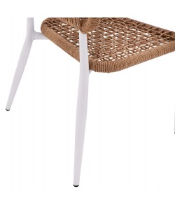 ΠΟΛΥΘΡΟΝΑ ΑΛΟΥΜΙΝΙΟΥ EULO HM5783.12 ΛΕΥΚΗ-ΣΥΝΘΕΤΙΚΟ RATTAN ΜΠΕΖ 55,5x63,5x78Υεκ.