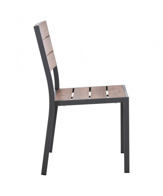 ΚΑΡΕΚΛΑ ΑΛΟΥΜΙΝΙΟΥ SAGA HM6063.02 ΣΚΟΥΡΟ ΓΚΡΙ ΜΕ POLYWOOD 46x52x86Υεκ.
