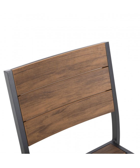 ΚΑΡΕΚΛΑ ΑΛΟΥΜΙΝΙΟΥ SAGA HM6063.02 ΣΚΟΥΡΟ ΓΚΡΙ ΜΕ POLYWOOD 46x52x86Υεκ.
