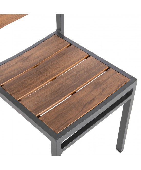 ΚΑΡΕΚΛΑ ΑΛΟΥΜΙΝΙΟΥ SAGA HM6063.02 ΣΚΟΥΡΟ ΓΚΡΙ ΜΕ POLYWOOD 46x52x86Υεκ.