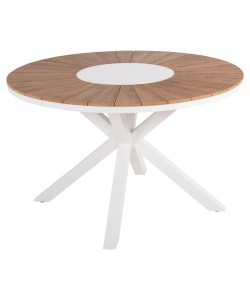 ΤΡΑΠΕΖΙ ΣΤΡΟΓΓΥΛΟ ΕΞ.ΧΩΡΟΥ MORIL HM6041.02 ΑΛΟΥΜΙΝΙΟ ΛΕΥΚΟ-POLYWOOD ΦΥΣΙΚΟ Φ120εκ.