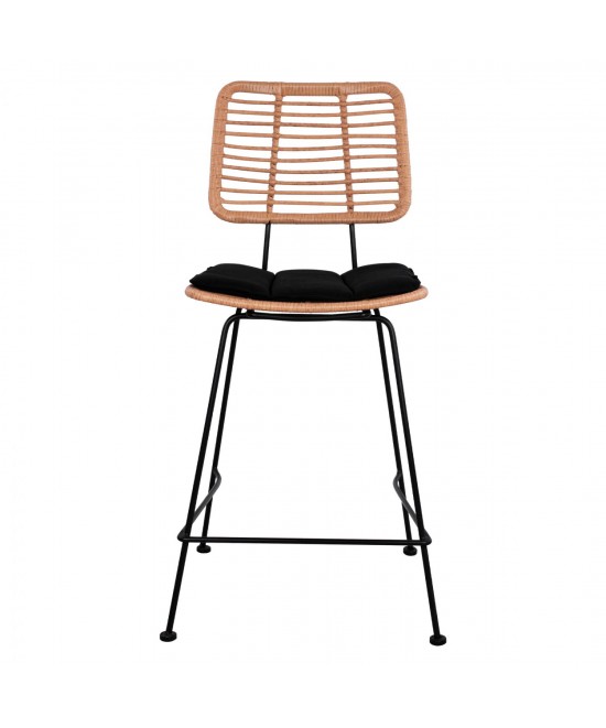 ΣΚΑΜΠΟ ΜΕΣΑΙΟΥ ΥΨΟΥΣ ALLEGRA HM5644 ΜΕΤΑΛΛΙΚΟ ΜΕ WICKER ΣΕ ΜΠΕΖ ΑΠΟΧΡΩΣΗ 55x56x107 εκ.