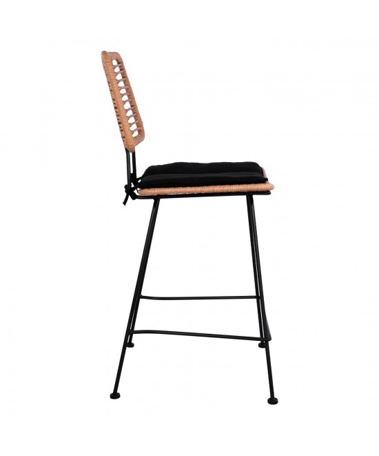 ΣΚΑΜΠΟ ΜΕΣΑΙΟΥ ΥΨΟΥΣ ALLEGRA HM5644 ΜΕΤΑΛΛΙΚΟ ΜΕ WICKER ΣΕ ΜΠΕΖ ΑΠΟΧΡΩΣΗ 55x56x107 εκ.