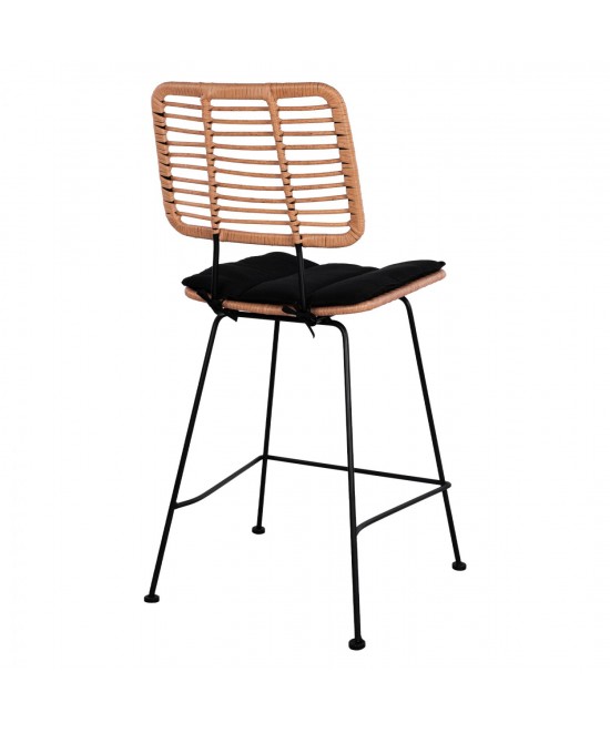 ΣΚΑΜΠΟ ΜΕΣΑΙΟΥ ΥΨΟΥΣ ALLEGRA HM5644 ΜΕΤΑΛΛΙΚΟ ΜΕ WICKER ΣΕ ΜΠΕΖ ΑΠΟΧΡΩΣΗ 55x56x107 εκ.