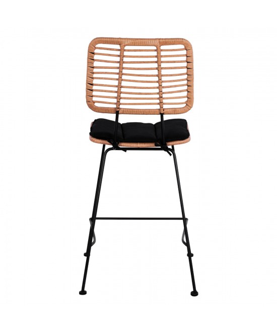 ΣΚΑΜΠΟ ΜΕΣΑΙΟΥ ΥΨΟΥΣ ALLEGRA HM5644 ΜΕΤΑΛΛΙΚΟ ΜΕ WICKER ΣΕ ΜΠΕΖ ΑΠΟΧΡΩΣΗ 55x56x107 εκ.