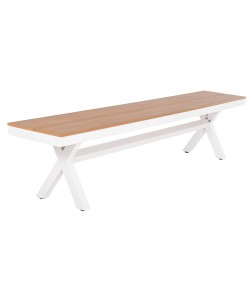 ΠΑΓΚΑΚΙ ΑΛΟΥΜΙΝΙΟΥ TAWNEE HM6040.02 ΛΕΥΚΟ-POLYWOOD ΚΑΘΙΣΜΑ ΦΥΣΙΚΟ 220x36x44,5Υεκ.