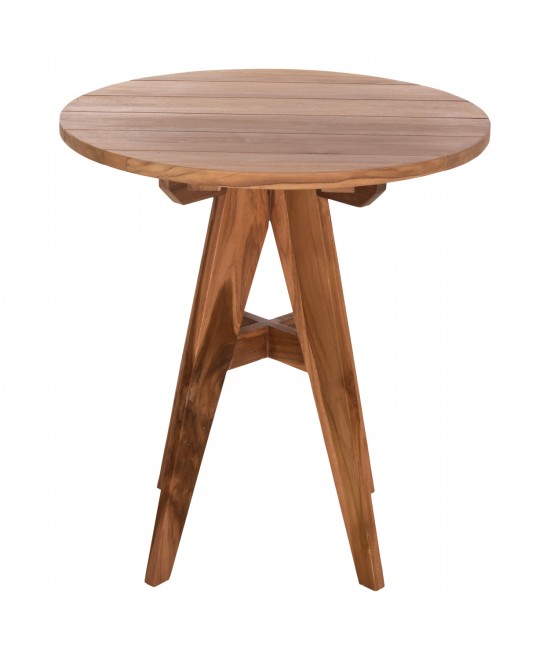 ΤΡΑΠΕΖΙ ΣΤΡΟΓΓΥΛΟ LEO HM9917 ΜΑΣΙΦ ΞΥΛΟ ΤΕΑΚ ΣΕ ΦΥΣΙΚΟ Φ70x75Υεκ.