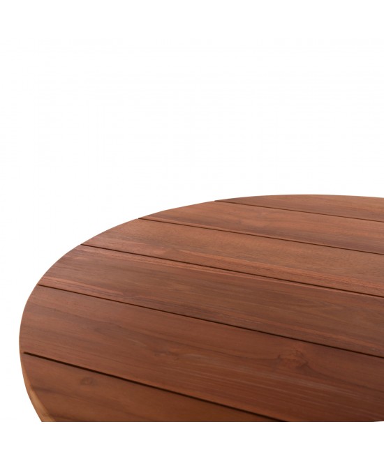 ΤΡΑΠΕΖΙ ΣΤΡΟΓΓΥΛΟ LEO HM9917 ΜΑΣΙΦ ΞΥΛΟ ΤΕΑΚ ΣΕ ΦΥΣΙΚΟ Φ70x75Υεκ.