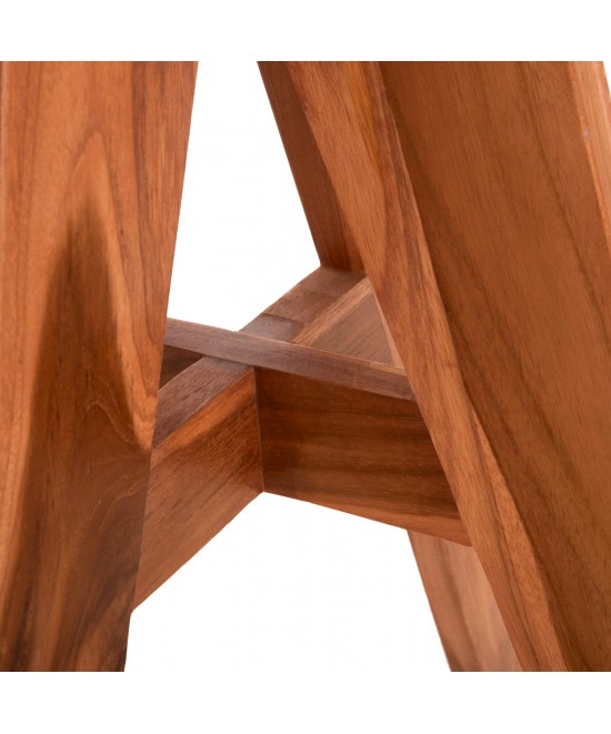 ΤΡΑΠΕΖΙ ΣΤΡΟΓΓΥΛΟ LEO HM9917 ΜΑΣΙΦ ΞΥΛΟ ΤΕΑΚ ΣΕ ΦΥΣΙΚΟ Φ70x75Υεκ.