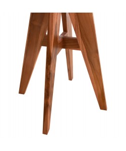 ΤΡΑΠΕΖΙ ΣΤΡΟΓΓΥΛΟ LEO HM9917 ΜΑΣΙΦ ΞΥΛΟ ΤΕΑΚ ΣΕ ΦΥΣΙΚΟ Φ70x75Υεκ.