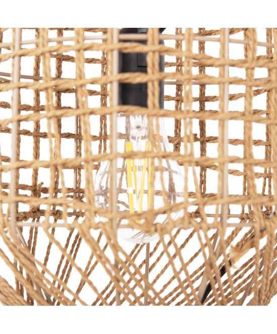 ΦΩΤΙΣΤΙΚΟ ΟΡΟΦΗΣ ΚΡΕΜΑΣΤΟ HM4344 ΚΥΛΙΝΔΡΙΚΟ ΑΠΟ PAPER ROPE ΜΠΕΖ-2 ΛΑΜΠΕΣ Φ25x100-160Υεκ.