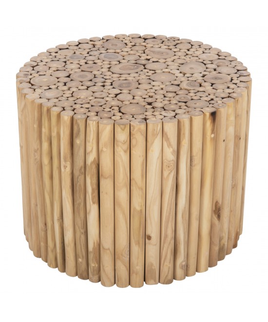 ΤΡΑΠΕΖΙ ΣΑΛΟΝΙΟΥ ΣΤΡΟΓΓΥΛΟ COOTER HM9864 ΚΛΑΔΙΑ TEAK-ΦΥΣΙΚΟ Φ60,5x46Υεκ.