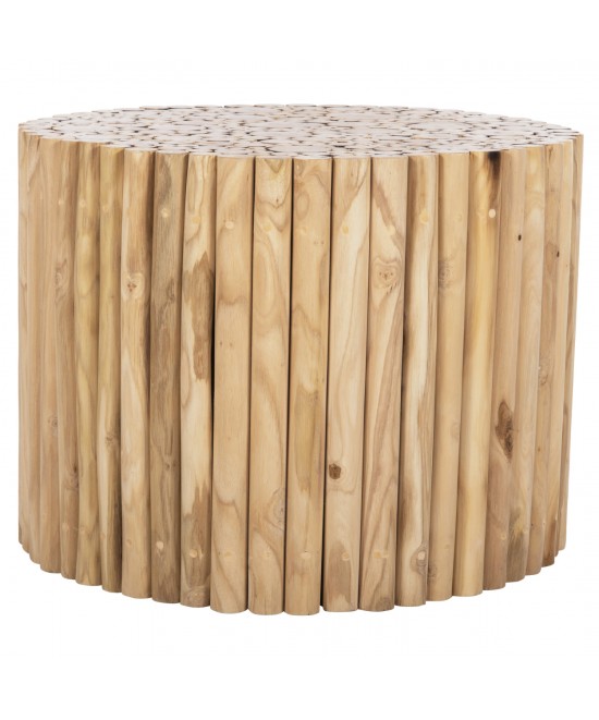 ΤΡΑΠΕΖΙ ΣΑΛΟΝΙΟΥ ΣΤΡΟΓΓΥΛΟ COOTER HM9864 ΚΛΑΔΙΑ TEAK-ΦΥΣΙΚΟ Φ60,5x46Υεκ.