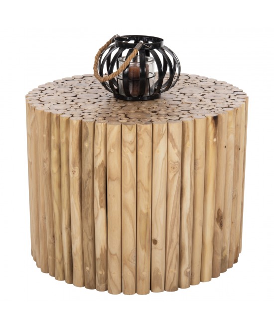 ΤΡΑΠΕΖΙ ΣΑΛΟΝΙΟΥ ΣΤΡΟΓΓΥΛΟ COOTER HM9864 ΚΛΑΔΙΑ TEAK-ΦΥΣΙΚΟ Φ60,5x46Υεκ.