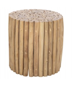 ΤΡΑΠΕΖΙ ΣΑΛΟΝΙΟΥ ΣΤΡΟΓΓΥΛΟ COOTER HM9865 ΚΛΑΔΙΑ TEAK-ΦΥΣΙΚΟ Φ39x40,5Υεκ.
