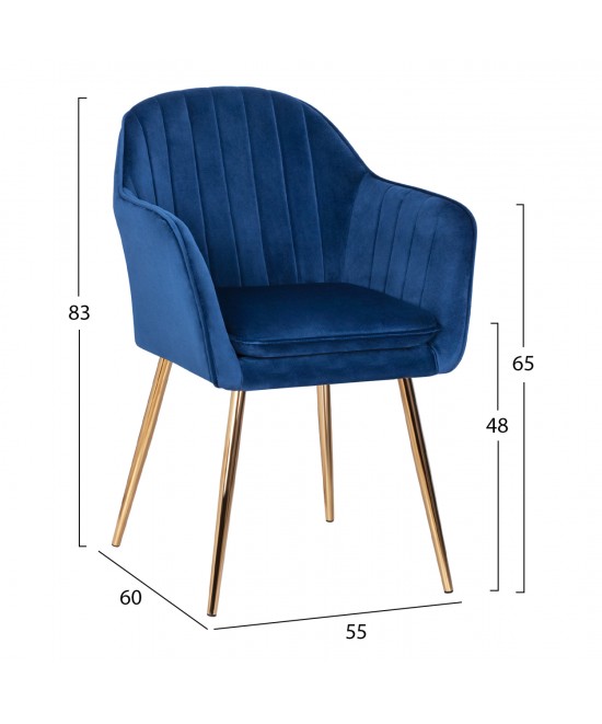 ΠΟΛΥΘΡΟΝΑΚΙ SAWYER ΒΕΛΟΥΔΟ ΜΠΛΕ ΜΕ ΧΡΥΣΑ ΠΟΔΙΑ HM8523.08 55Χ60Χ83Υ εκ.